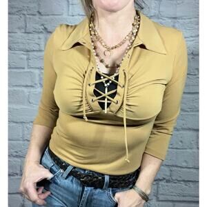 Vintage Y2K lace front blouse